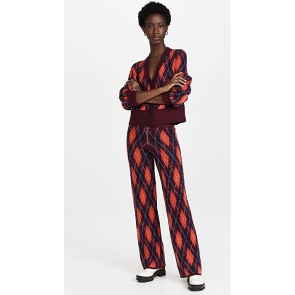 NEW WITH TAGS $275 STAUD DECK ARGYLE WOOL PANTS SIZE SMALL SOLD OUT EVERYWHERE! - Picture 2 of 8